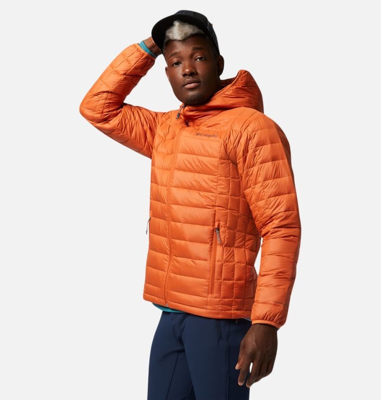 Men's Columbia Voodoo Falls 590 TurboDown Hooded Puffer Jackets Orange | CA-VC543