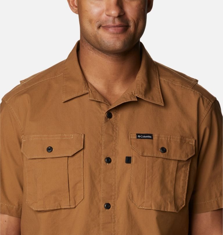 Men's Columbia Wallowa Novelty Short Sleeve Shirts Brown | CA-K5C81