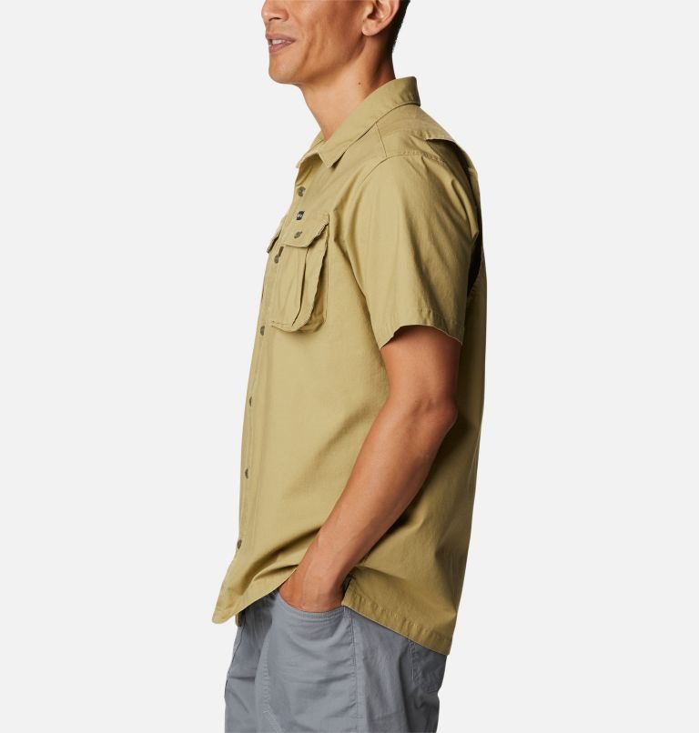 Men's Columbia Wallowa Novelty Short Sleeve Shirts Olive | CA-O04L8