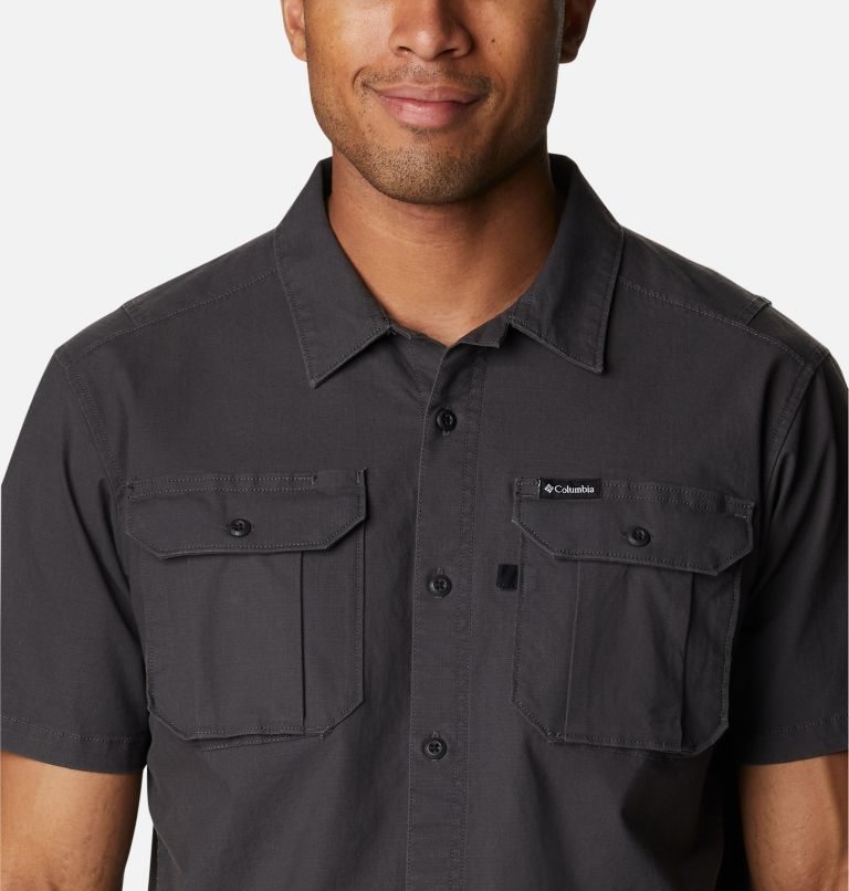 Men's Columbia Wallowa Novelty Short Sleeve Shirts Black | CA-X4A65