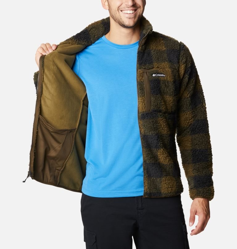 Men's Columbia Winter Pass Printed Fleece Jackets Brown | CA-P0C51