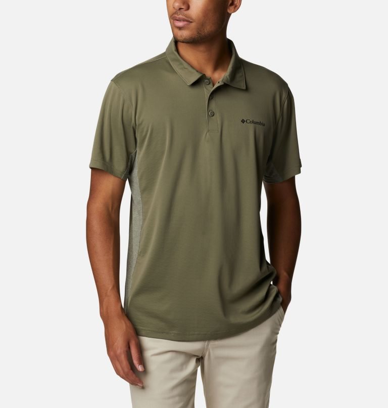 Men\'s Columbia Zero Ice Cirro-Cool Polo Shirts Olive | CA-T5L30