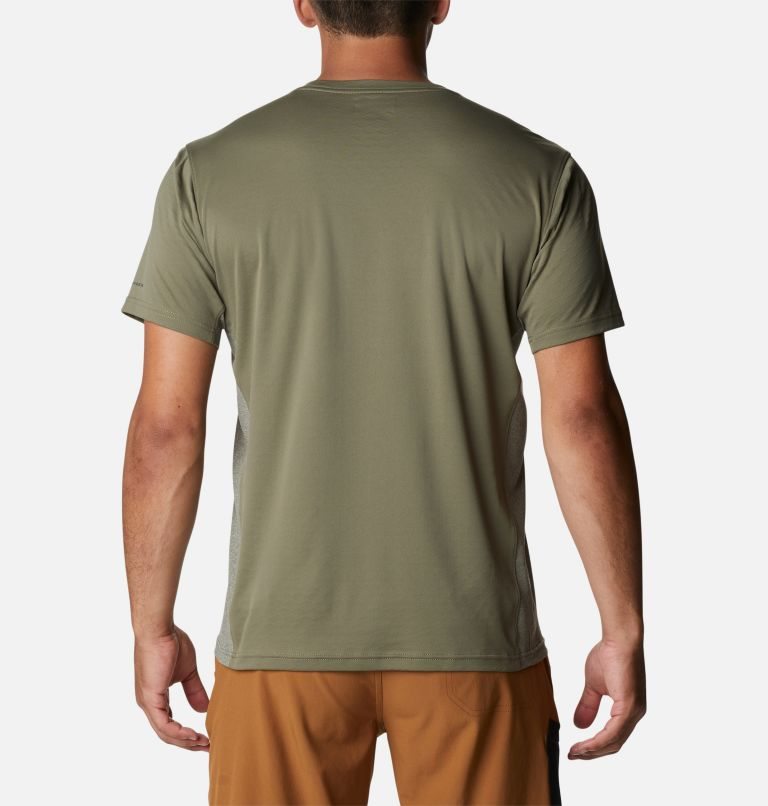 Men's Columbia Zero Ice Cirro-Cool Short Sleeve T Shirts Olive | CA-Q1C6A