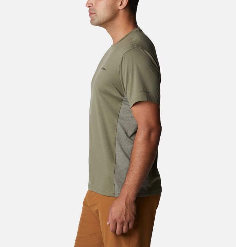 Men's Columbia Zero Ice Cirro-Cool Short Sleeve T Shirts Olive | CA-Q1C6A