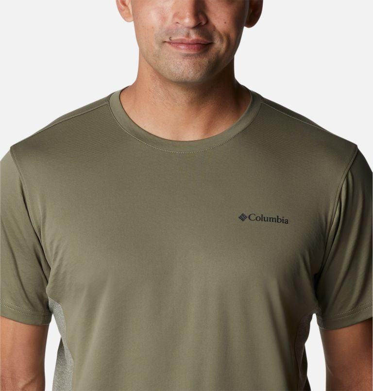 Men's Columbia Zero Ice Cirro-Cool Short Sleeve T Shirts Olive | CA-Q1C6A