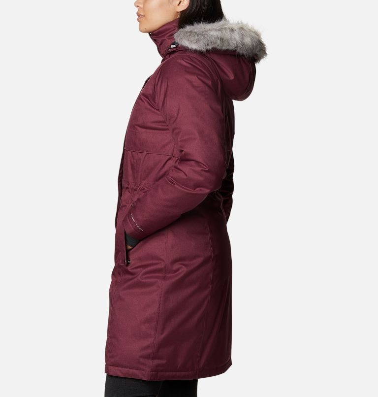 Women's Columbia Apres Arson II Long Down Jackets Maroon | CA-P3804