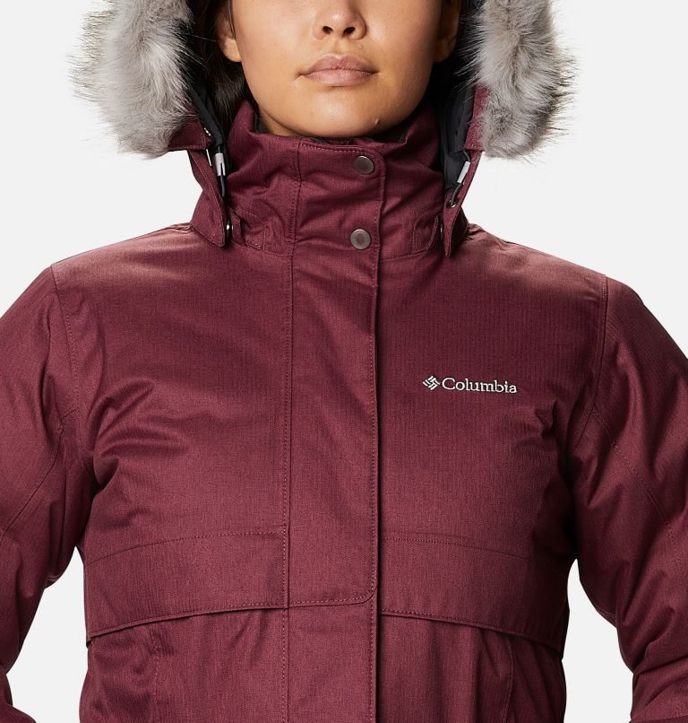 Women's Columbia Apres Arson II Long Down Jackets Maroon | CA-P3804