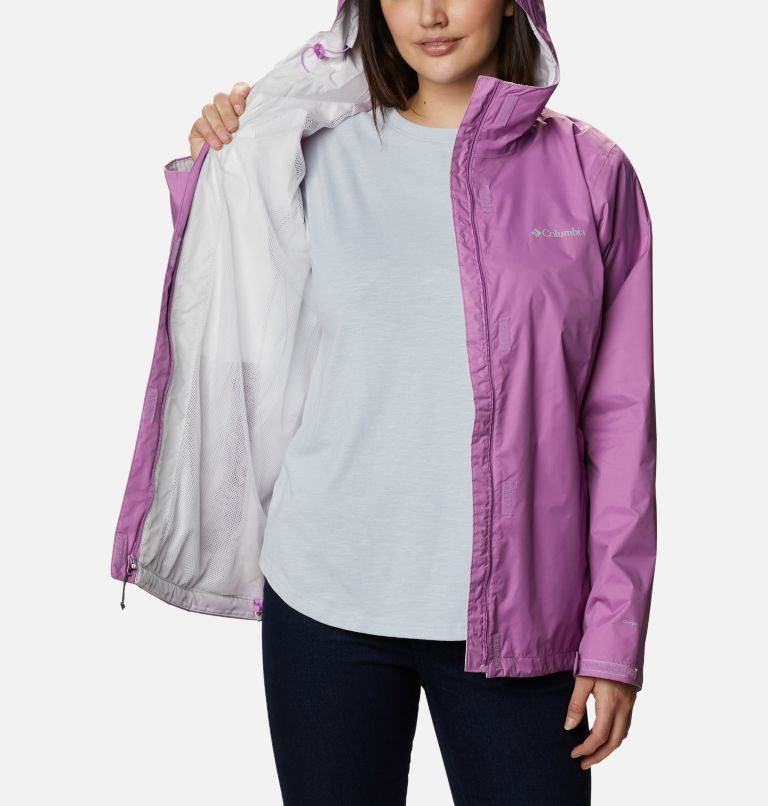 Women's Columbia Arcadia II Rain Jackets Lavender | CA-V1ALC