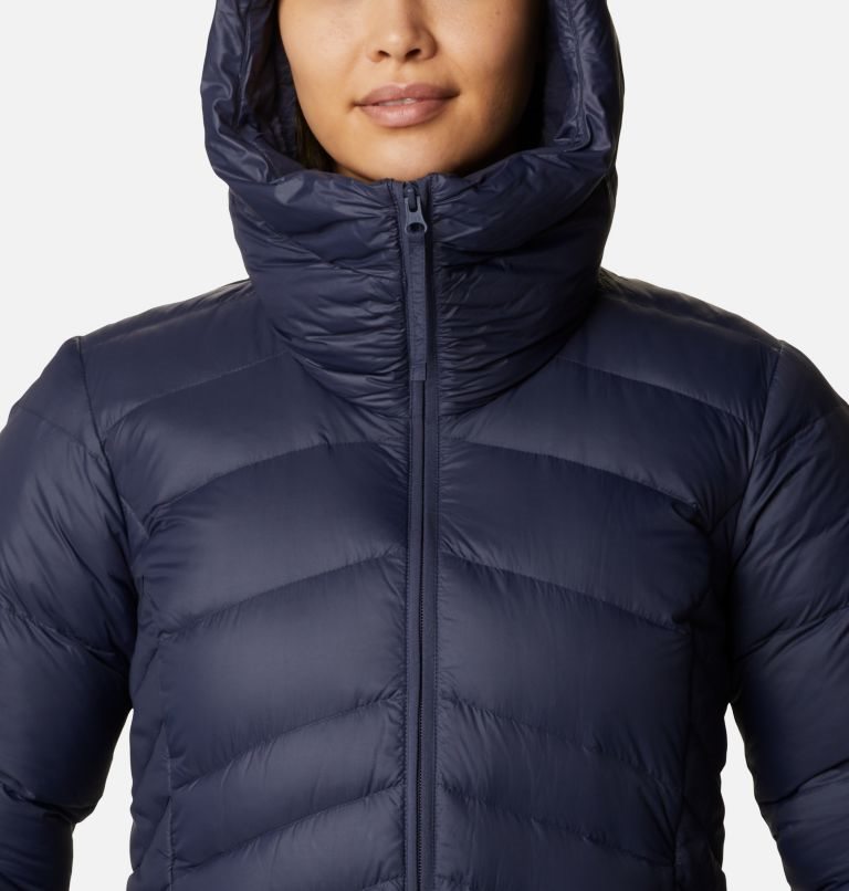 Women's Columbia Autumn Park Hooded Down Jackets Navy | CA-QC31L