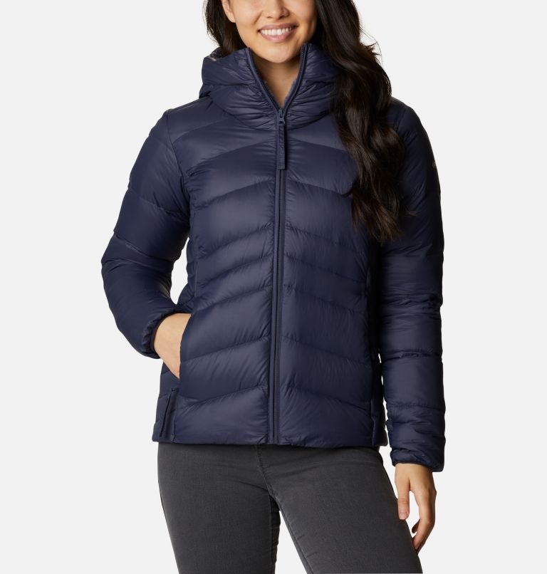 Women\'s Columbia Autumn Park Hooded Down Jackets Navy | CA-QC31L