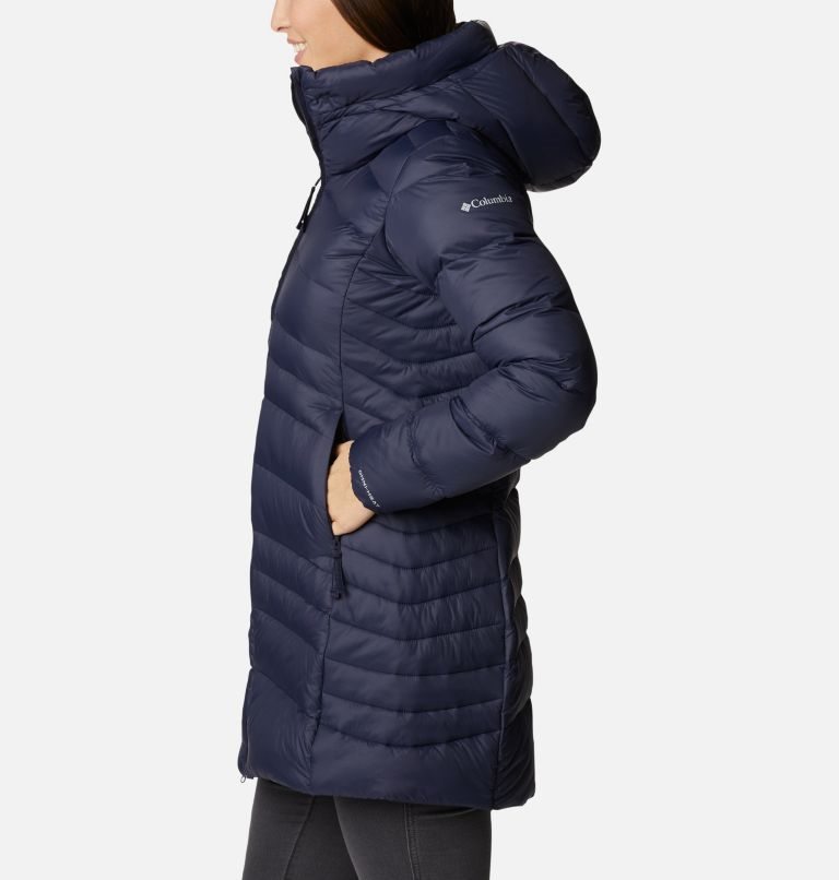 Women's Columbia Autumn Park Hooded Mid Down Jackets Navy | CA-E6843