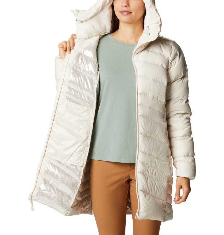 Women's Columbia Autumn Park Hooded Mid Down Jackets Cream | CA-Y6A3L