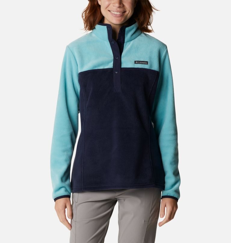 Women\'s Columbia Benton Springs 1/2 Snap Sweatshirts Turquoise / Navy | CA-HAC84