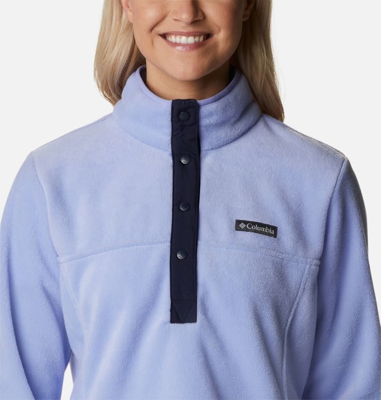 Women's Columbia Benton Springs 1/2 Snap Sweatshirts Light Blue | CA-R0C41