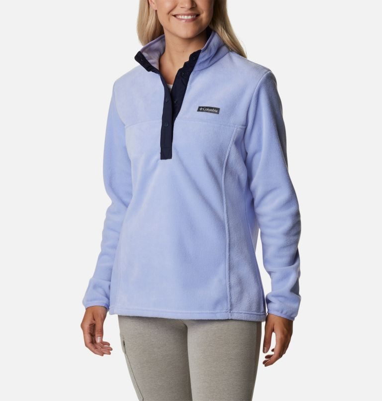 Women's Columbia Benton Springs 1/2 Snap Sweatshirts Light Blue | CA-R0C41