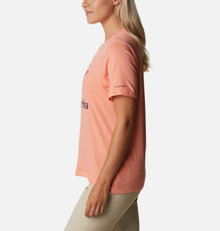 Women's Columbia Bluebird Day Relaxed Crew Neck T Shirts Coral | CA-HAC30