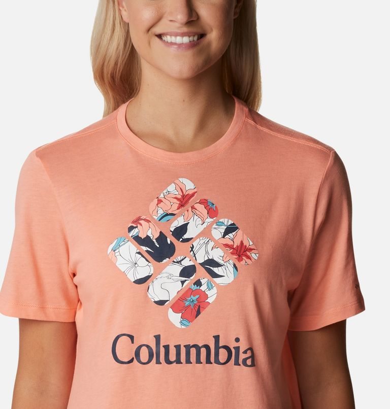 Women's Columbia Bluebird Day Relaxed Crew Neck T Shirts Coral | CA-HAC30