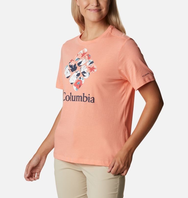 Women's Columbia Bluebird Day Relaxed Crew Neck T Shirts Coral | CA-HAC30