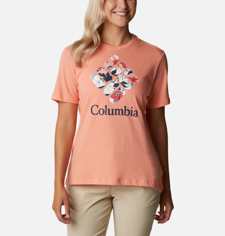 Women\'s Columbia Bluebird Day Relaxed Crew Neck T Shirts Coral | CA-HAC30