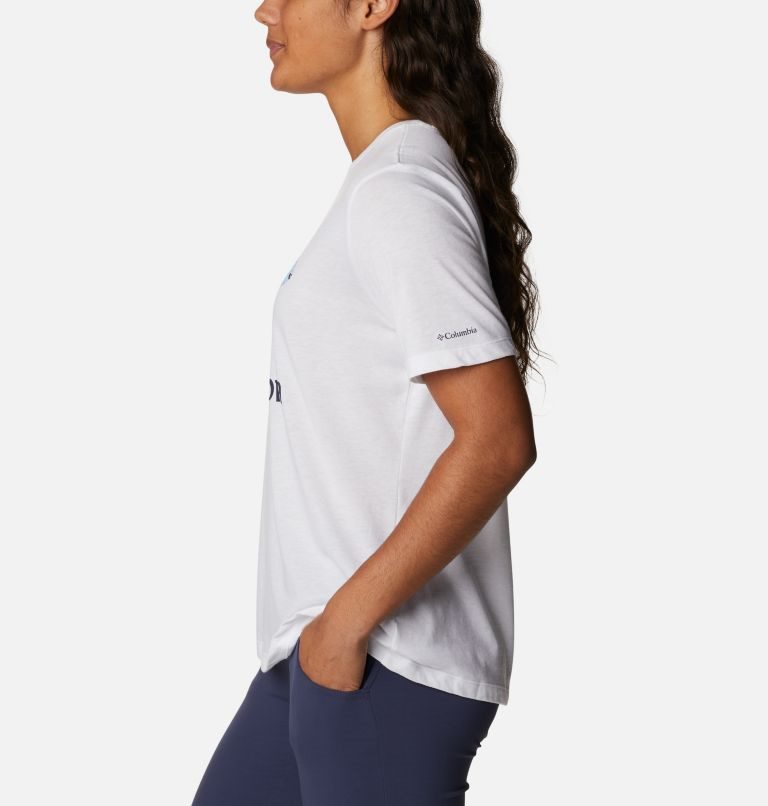 Women's Columbia Bluebird Day Relaxed Crew Neck T Shirts White | CA-P04AL