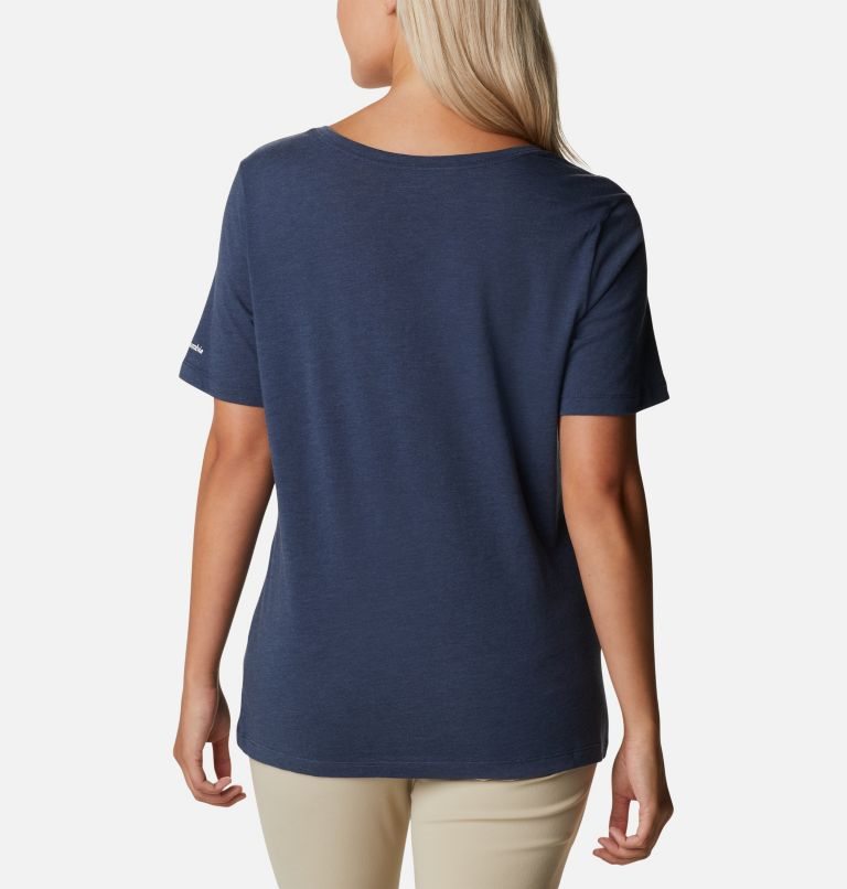 Women's Columbia Bluebird Day Relaxed V-Neck T Shirts Navy | CA-J6C35