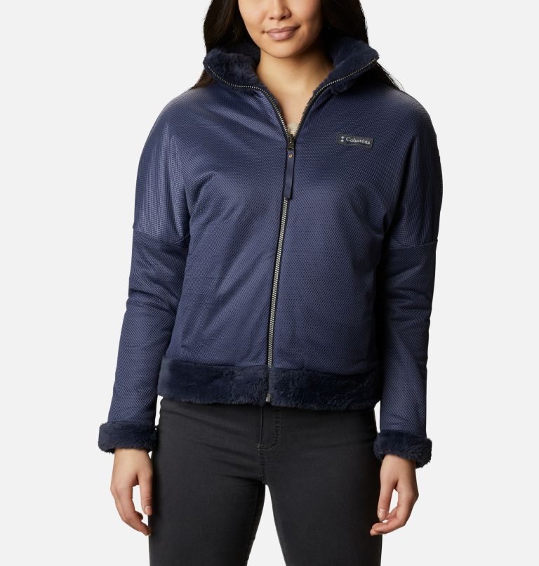 Women's Columbia Bundle Up Full Zip Fleece Jackets Navy | CA-YA4C5