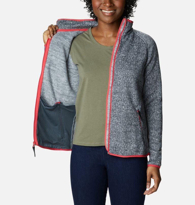 Women's Columbia Chillin Fleece Jackets Grey | CA-LAL54