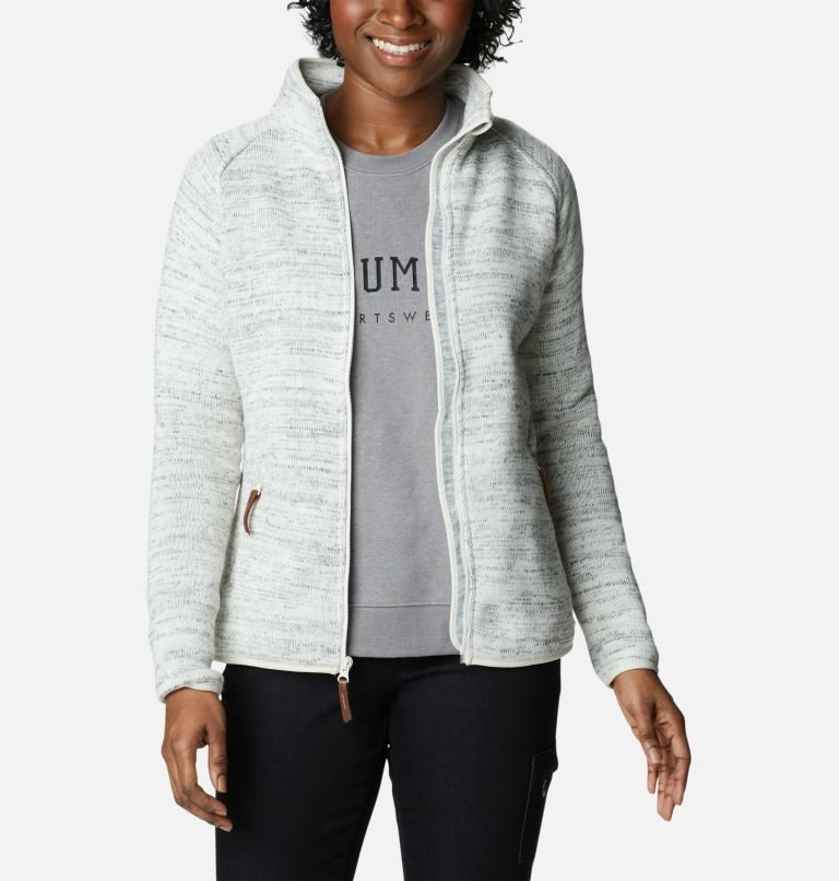 Women's Columbia Chillin Fleece Jackets White | CA-N1064