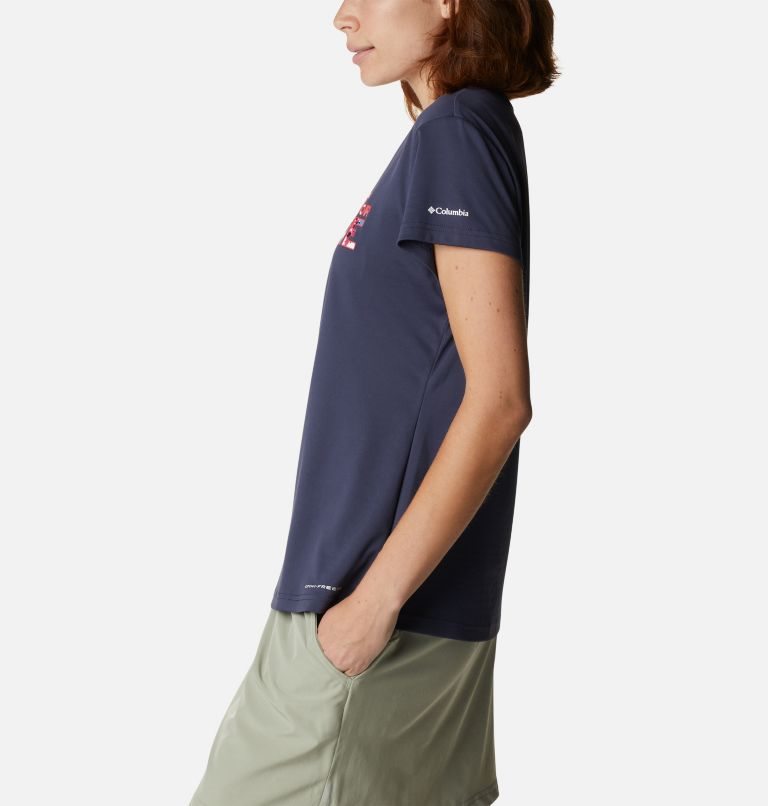 Women's Columbia Cirro Ice Graphic Crew T Shirts Navy | CA-VC50L