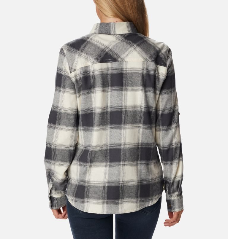 Women's Columbia Clay Hills Stretch Flannel Shirts Grey | CA-KA410