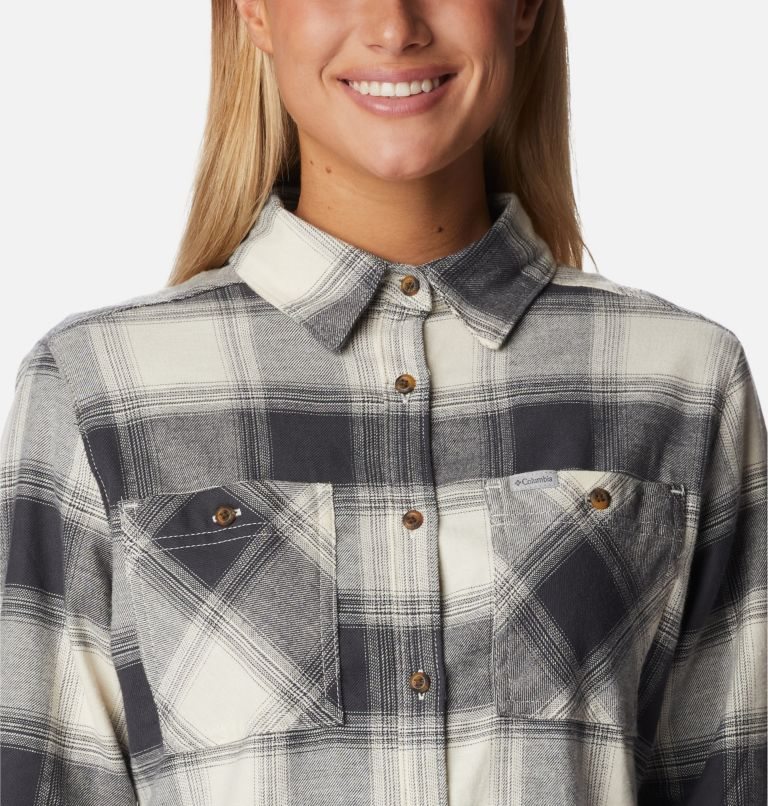 Women's Columbia Clay Hills Stretch Flannel Shirts Grey | CA-KA410