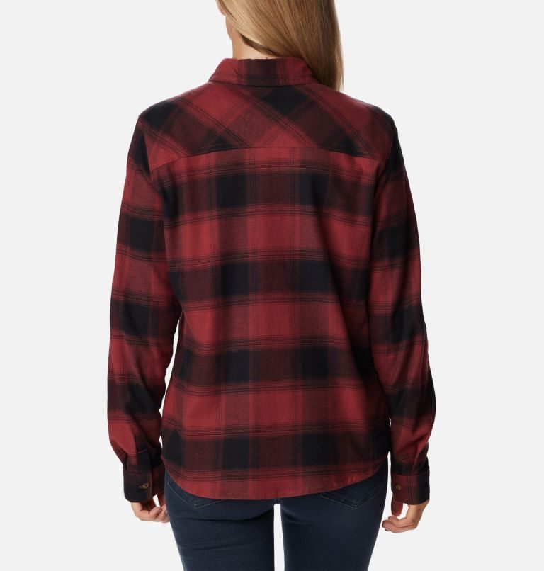 Women's Columbia Clay Hills Stretch Flannel Shirts Red | CA-M8A40