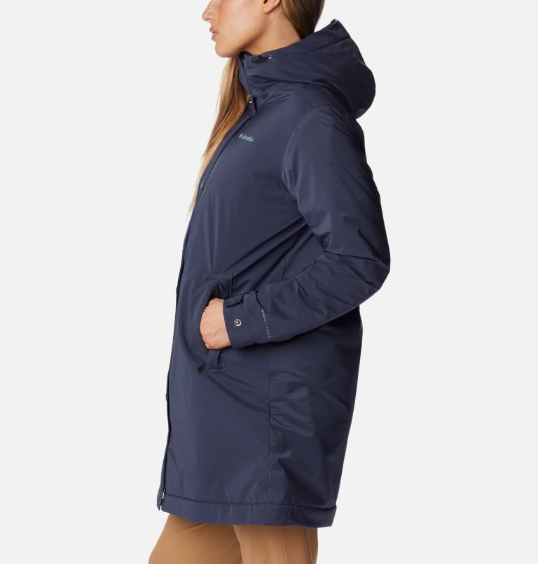 Women's Columbia Clermont Lined Rain Jackets Navy | CA-L361L