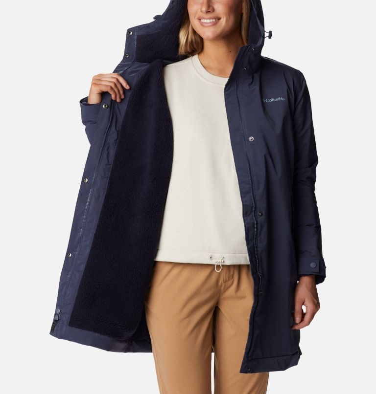 Women's Columbia Clermont Lined Rain Jackets Navy | CA-L361L