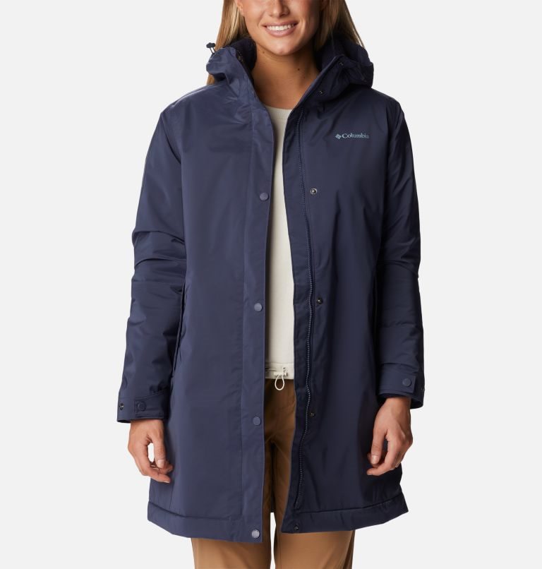 Women's Columbia Clermont Lined Rain Jackets Navy | CA-L361L