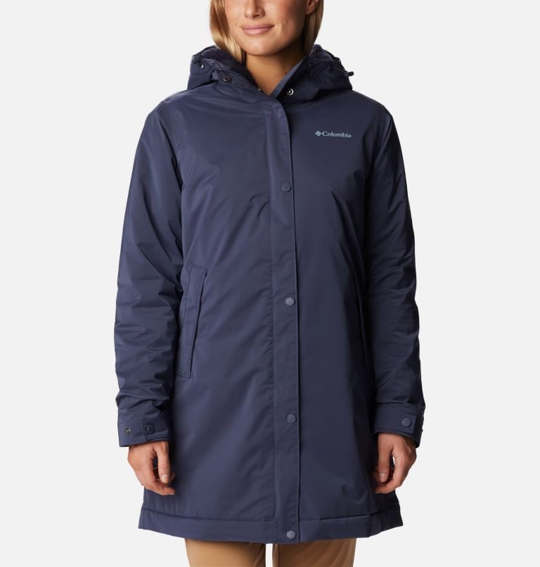 Women\'s Columbia Clermont Lined Rain Jackets Navy | CA-L361L