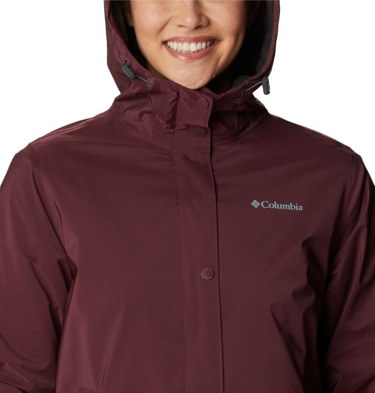 Women's Columbia Clermont Lined Rain Jackets Burgundy | CA-LCL8A