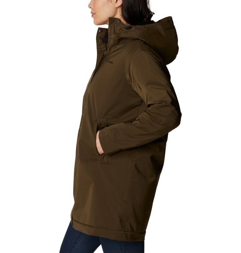 Women's Columbia Clermont Lined Rain Jackets Dark Brown | CA-U0A13