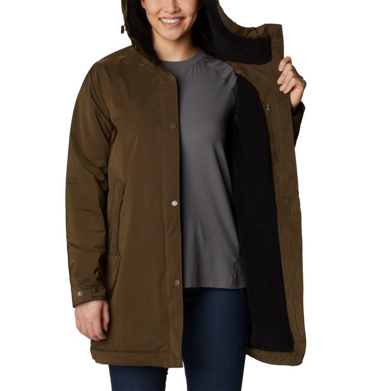 Women's Columbia Clermont Lined Rain Jackets Dark Brown | CA-U0A13