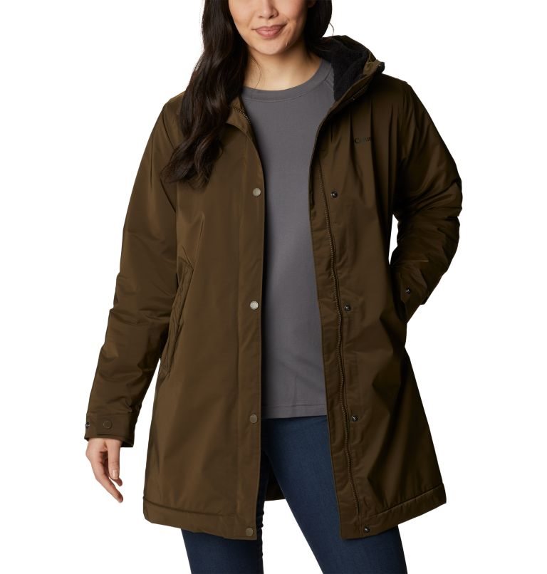 Women's Columbia Clermont Lined Rain Jackets Dark Brown | CA-U0A13