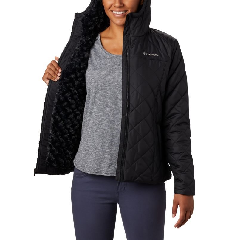 Women's Columbia Copper Crest Hooded Jackets Black | CA-MAC14