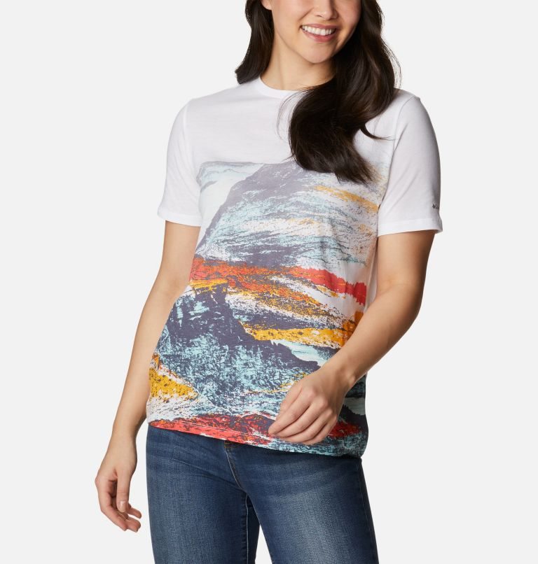 Women's Columbia Daisy Days Gradient Short Sleeve T Shirts White | CA-S4081