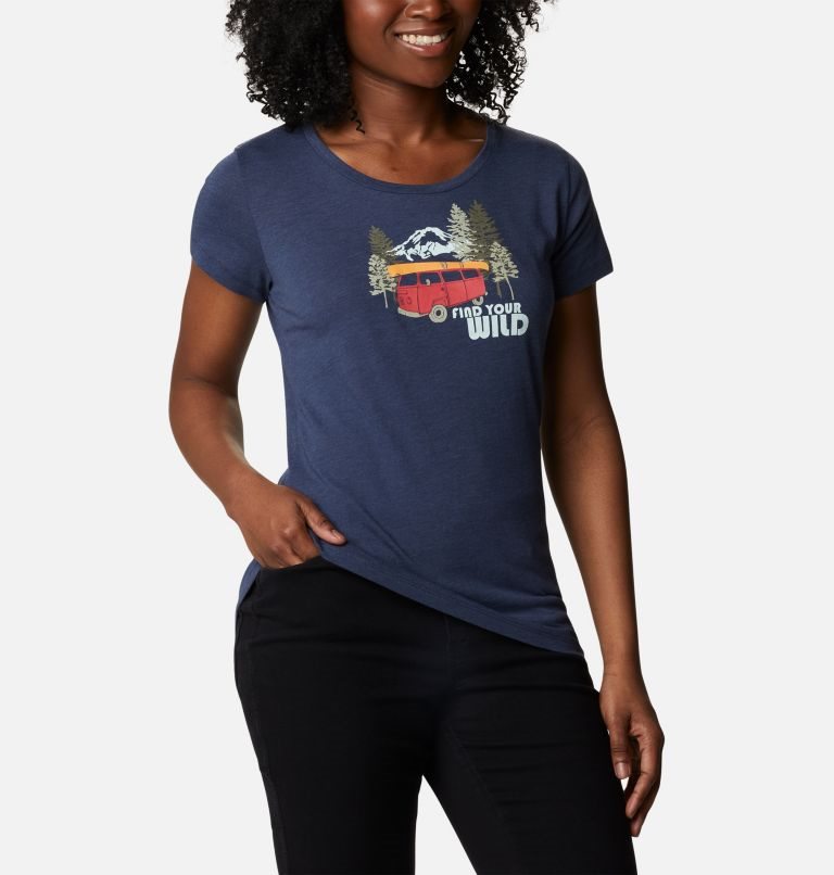 Women's Columbia Daisy Days Graphic T Shirts Navy | CA-C1A48