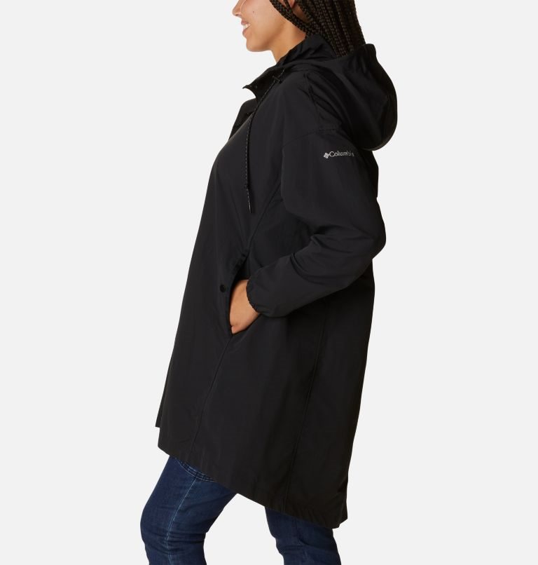 Women's Columbia Day Trippin II Long Rain Jackets Black | CA-EL801