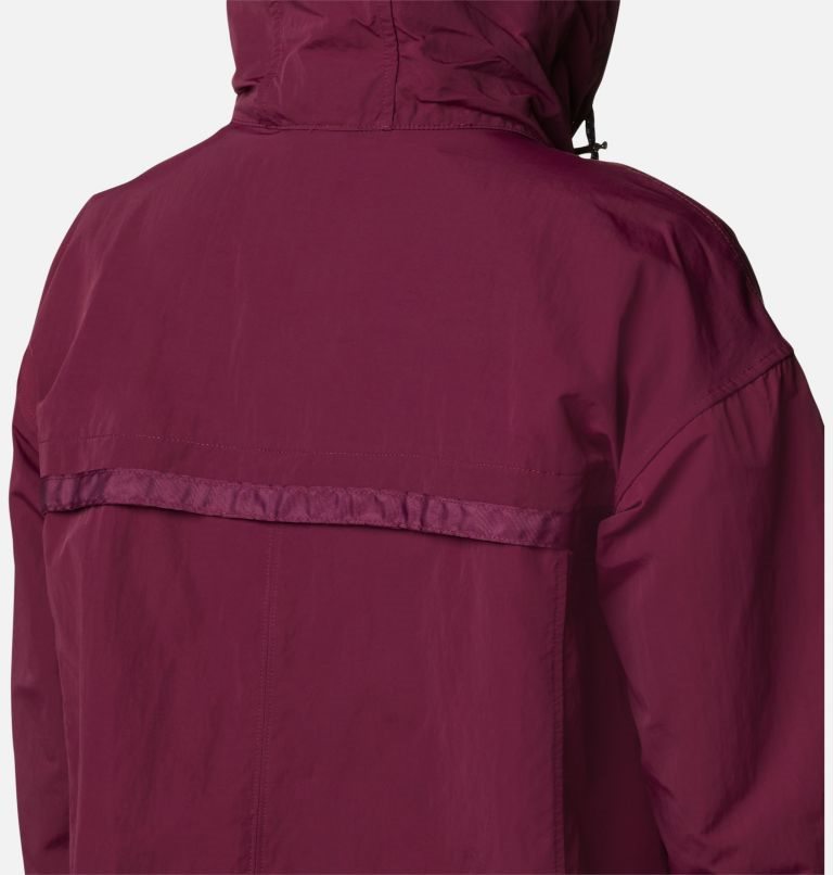 Women's Columbia Day Trippin II Long Rain Jackets Maroon | CA-K8435