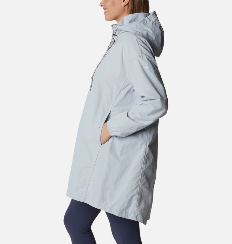 Women's Columbia Day Trippin II Long Rain Jackets Light Blue | CA-M0834