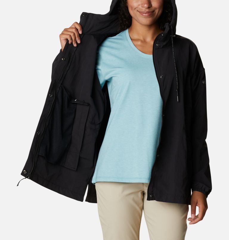 Women's Columbia Day Trippin II Rain Jackets Black | CA-NLA15