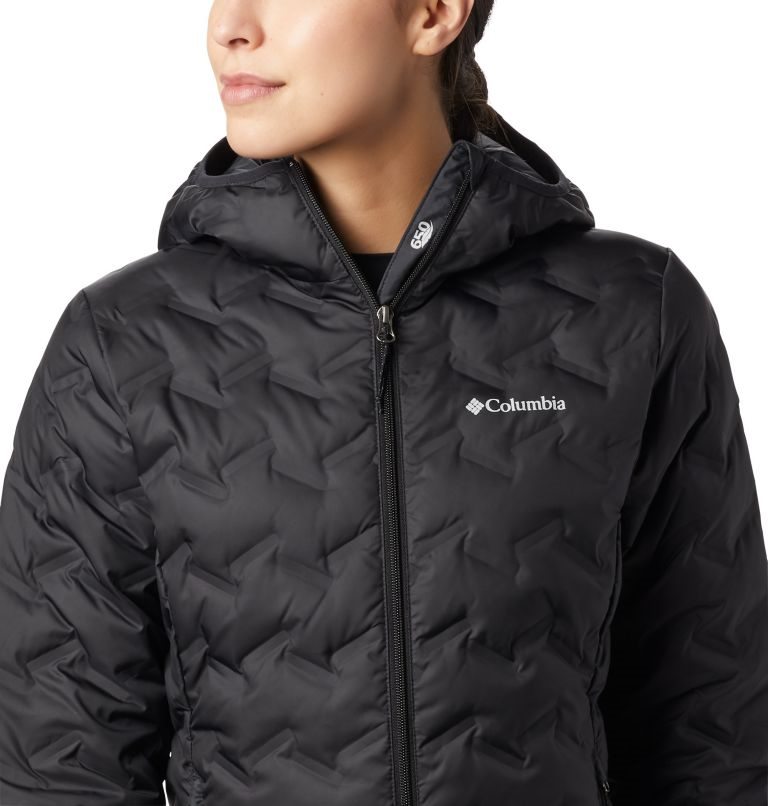 Women's Columbia Delta Ridge Hooded Down Jackets Black | CA-A6304