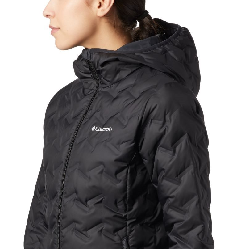 Women's Columbia Delta Ridge Hooded Down Jackets Black | CA-A6304