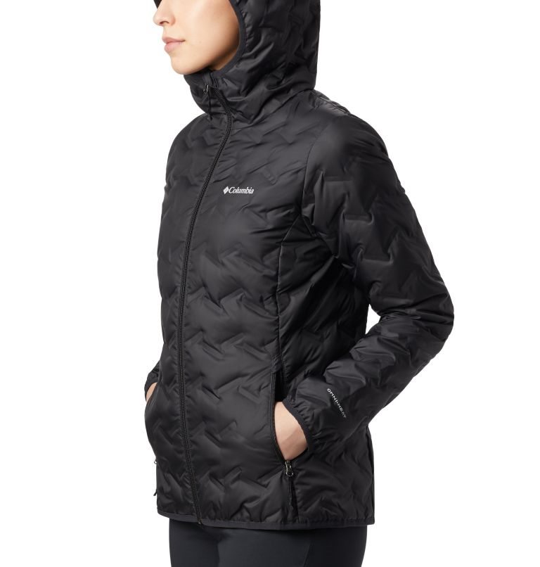 Women's Columbia Delta Ridge Hooded Down Jackets Black | CA-A6304